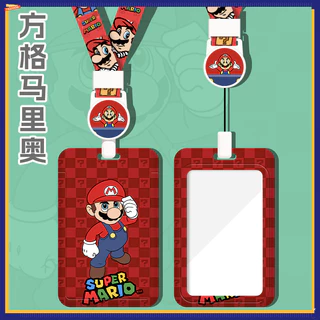 Mario Hard Shell Multifunctional Retractable Long Rope Card Holder Easy Pull Buckle Anti-Lost Protective Case Bag Charm ABS ID