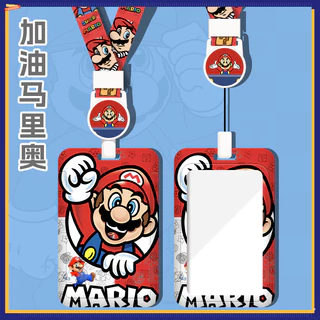 Mario Hard Shell Multifunctional Retractable Long Rope Card Holder Easy Pull Buckle Anti-Lost Protective Case Bag Charm ABS ID