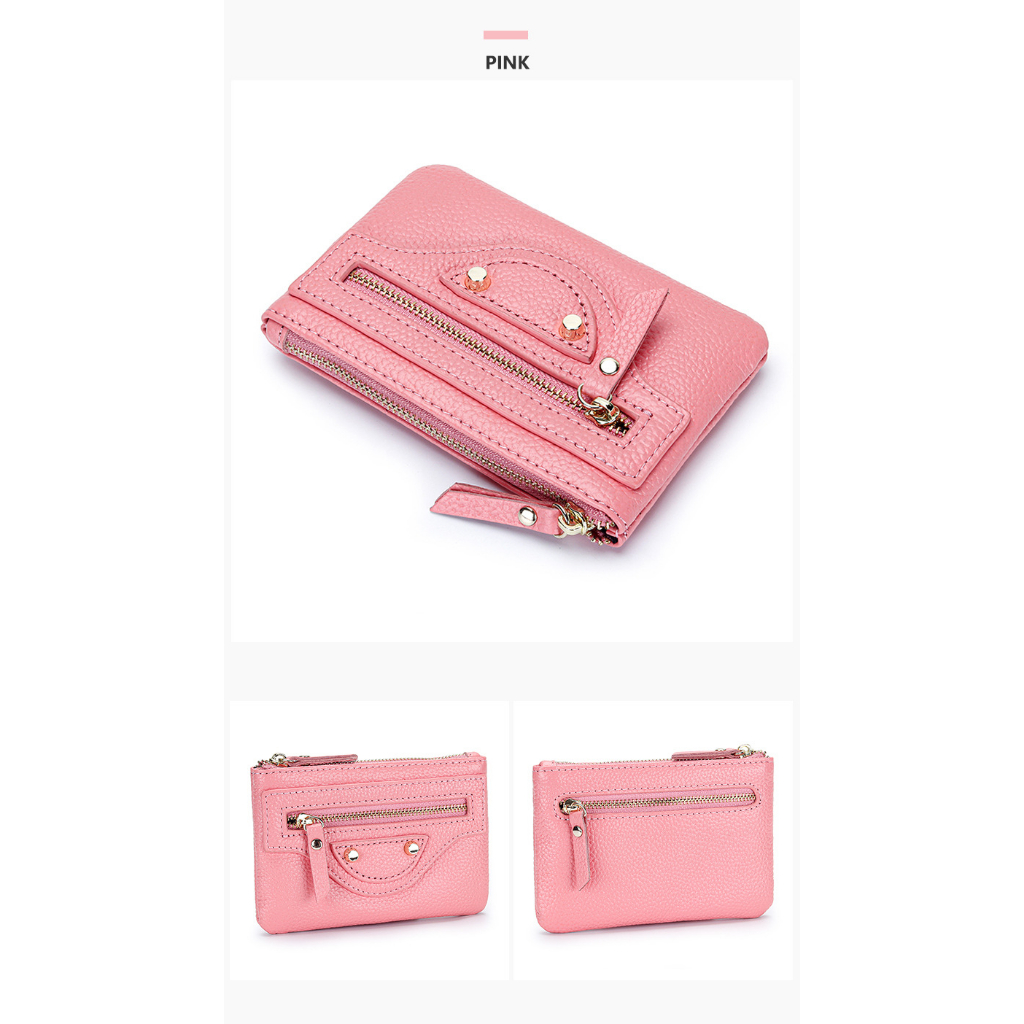 ชั้นแรก หนังวัว กระเป๋าใส่เหรียญผู้หญิงหนังแท้สั้นเหรียญกระเป๋าสไตล์ใหม่แฟชั่นกระเป๋าสตางค์มัลติฟังก์ชั่ D039 - รูปที่ 4