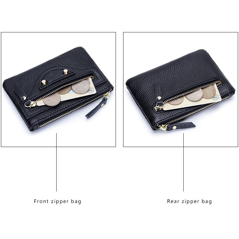 ชั้นแรก หนังวัว กระเป๋าใส่เหรียญผู้หญิงหนังแท้สั้นเหรียญกระเป๋าสไตล์ใหม่แฟชั่นกระเป๋าสตางค์มัลติฟังก์ชั่ D039 - รูปที่ 6