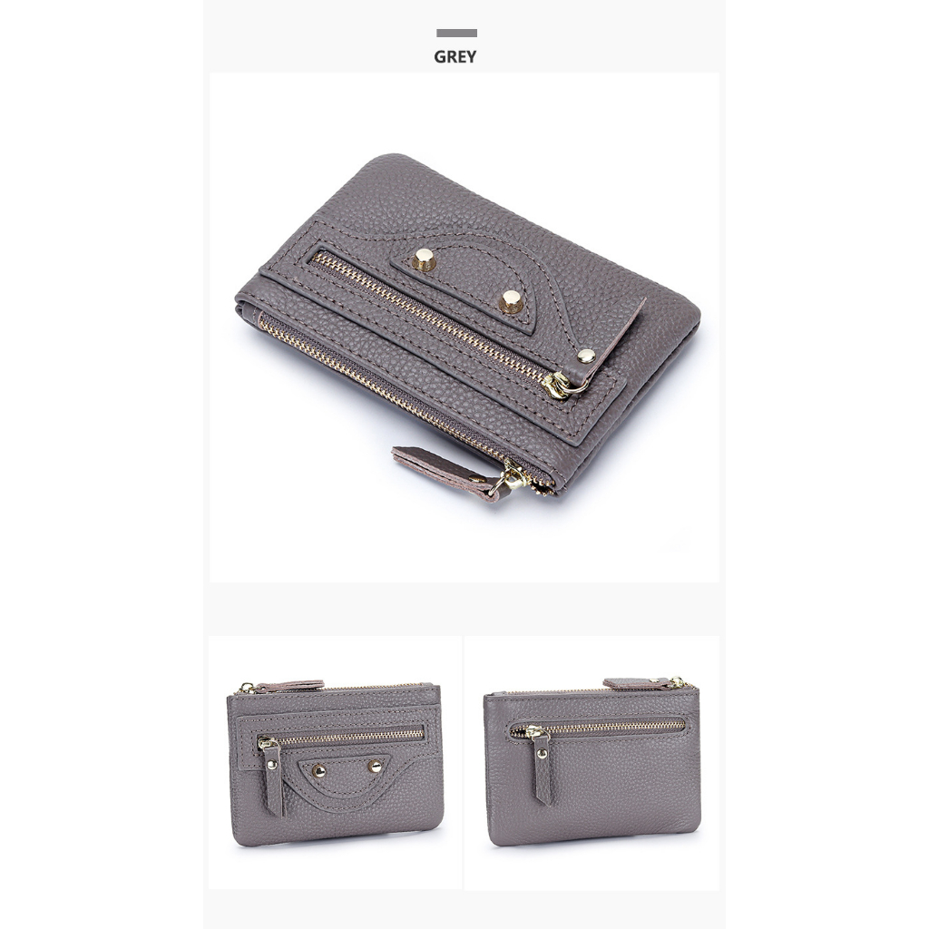 ชั้นแรก หนังวัว กระเป๋าใส่เหรียญผู้หญิงหนังแท้สั้นเหรียญกระเป๋าสไตล์ใหม่แฟชั่นกระเป๋าสตางค์มัลติฟังก์ชั่ D039 - รูปที่ 2