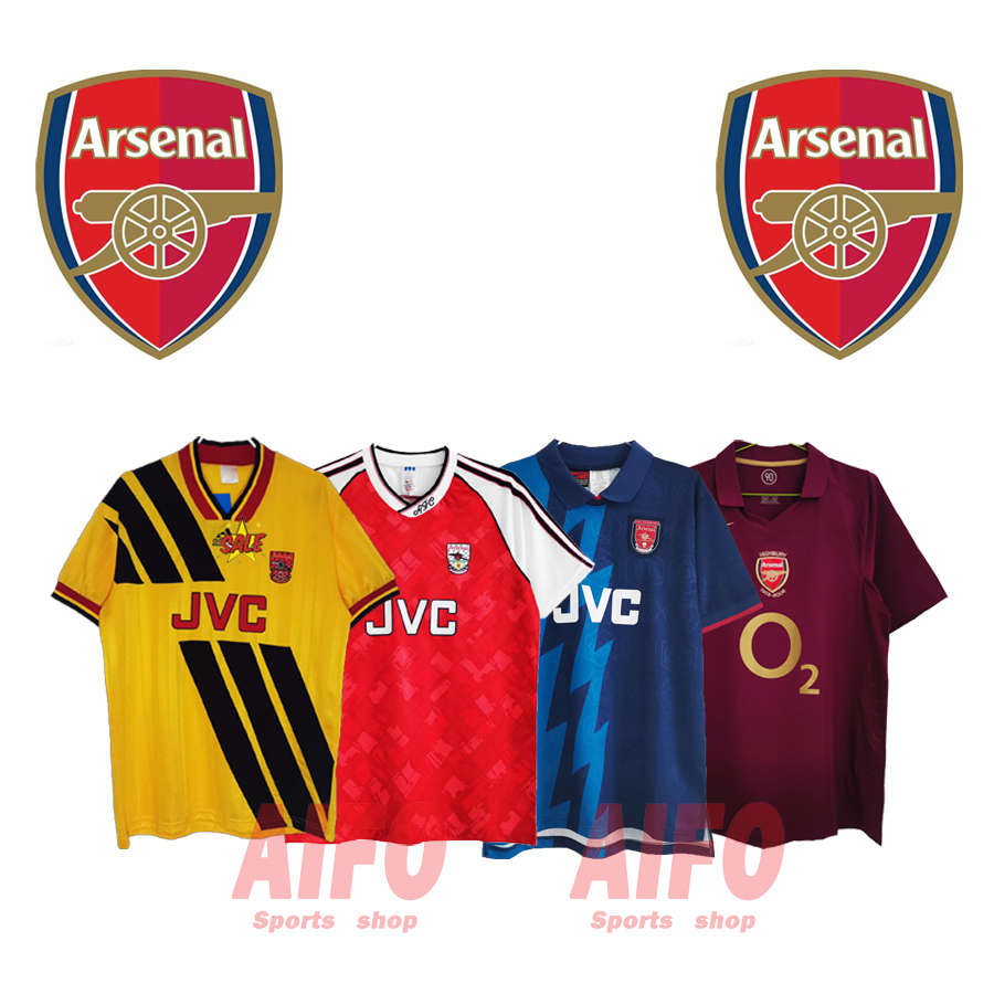 เสื้อกีฬาแขนสั้น ลายทีมชาติฟุตบอล Arsenal 1990/92 1993/94 1995 2005/06 ชุดเยือน สไตล์เรโทร คุณภาพสูง สําหรับผู้ชาย