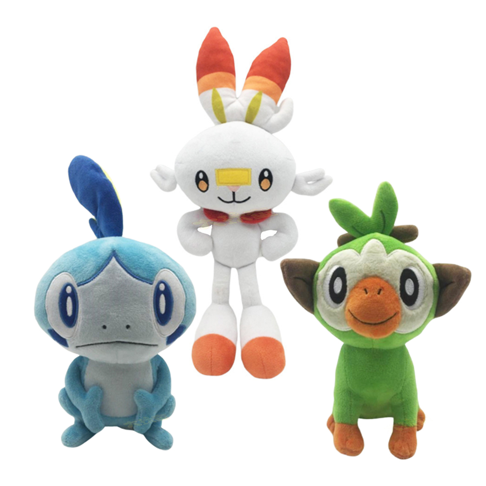 23-35 ซม.ญี่ปุ่นดาบ/โล่ Scorbunny Sobble Grookey กระเป๋ามอนสเตอร์ตุ๊กตาของเล่นตุ๊กตากระต่ายลิง Lizard ตุ๊กตาเด็กวันเกิดคริสต์มาสของขวัญ