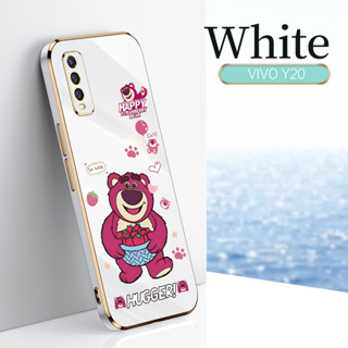 เคสโทรศัพท์มือถือ ลายการ์ตูนหมีสตรอเบอร์รี่ สําหรับ VIVO V2026 V2027 V2029 V2043 V2042 V2048 V2033 V2032 V2037 V2038 V2101 V2102 V2129 V2052 V5054 V2070 V2028