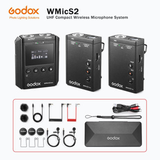 Godox WMicS2 UHF ไมโครโฟนไร้สาย ขนาดกะทัดรัด ไมโครโฟน Lavalier มืออาชีพ สําหรับ Vlog Video DSLR สมาร์ทโฟน บันทึกการสัมภาษณ์