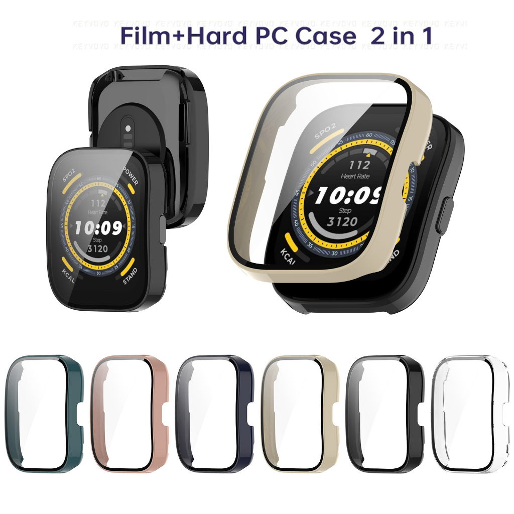 เคสกระจกนิรภัย PC แบบแข็ง บางพิเศษ ป้องกันหน้าจอ สําหรับ Huami Amazfit Bip 5