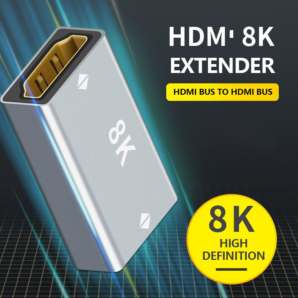 8K @ 60Hz HDTV 2.1 อะแดปเตอร์ HDMI-เข้ากันได้กับ Converter Extender HDM สายไฟอะแดปเตอร์ขยายสําหรับแล็ปท็อปคอมพิวเตอร์ Monitor