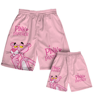 กางเกงขาสั้นลําลอง ทรงหลวม พิมพ์ลายการ์ตูน Pink Panther เหมาะกับเดินชายหาด สําหรับผู้ชาย