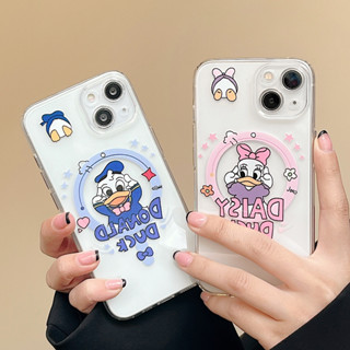 การ์ตูน น่ารัก ดิสนีย์ Donald Duck Daisy Duck แรงดึงดูดของแม่เหล็ก การชาร์จแบบไร้สา เคสไอโฟน 15 Pro Max เคส iPhone 14 Pro Max 12 13 Pro 15 14 Plus 11 Pro Max Case ใหม่ เรียบง่าย โปร่งใส ป้องกันการหล่น ซิลิกาเจล นุ่ม ซัมซุง เคส