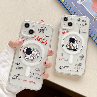 ดาวเคราะห์  NASA นักบินอวกาศ แรงดึงดูดของแม่เหล็ก การชาร์จแบบไร้สา เคสไอโฟน 15 Pro Max เคส iPhone 14 Pro Max 12 13 Pro 15 14 Plus 11 Pro Max Case ใหม่ เรียบง่าย โปร่งใส ป้องกันการหล่น ซิลิกาเจล นุ่ม ซัมซุง เคส