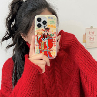 เคสโทรศัพท์มือถือ pc แข็ง ลายการ์ตูนเทศกาลจีนย้อนยุค สีแดง สําหรับ iPhone 15 Pro max 14Pro max case 15 Pro 13Pro max 12Pro max 14Pro 13Pro 12Pro 11 12 13 14 15 กรอบนิ่ม