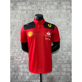 เสื้อกีฬาแขนสั้น ลายทีมแข่งขัน F1 2023 Ferrari Polo Rider Jersey แฟชั่นฤดูร้อน