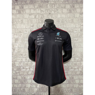 เสื้อกีฬาแขนสั้น ลายทีมแข่ง Mercedes Polo Rider F1 แฟชั่นฤดูร้อน