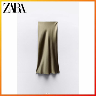 Zara ใหม่ กระโปรงเอวสูง ผ้าซาติน ผ้าไหม สําหรับผู้หญิง 8632845 515