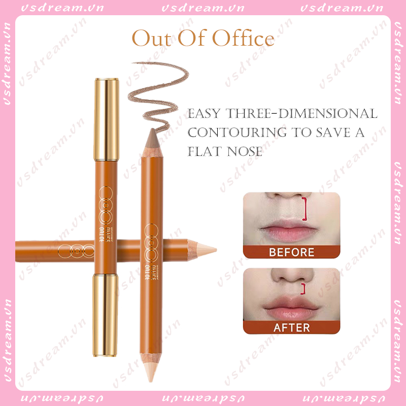 Outofoffice ปากกาไฮไลท์ คอนทัวร์ แบบสองหัว สามมิติ สําหรับแต่งหน้า