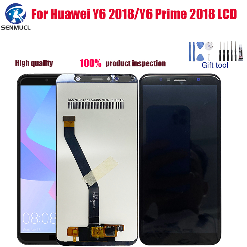 แผงหน้าจอสัมผัสดิจิทัล LCD พร้อมกรอบ สําหรับ Huawei Y62018 Y6 prime 2018