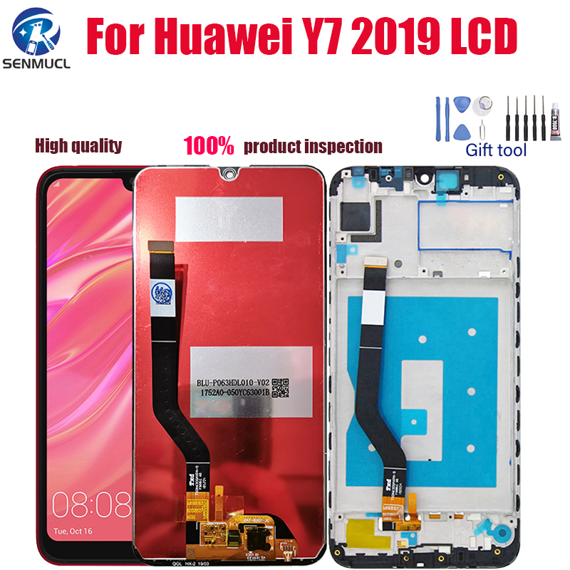 แผงหน้าจอสัมผัสดิจิทัล Lcd พร้อมกรอบ สําหรับ Huawei Y7 2019 DUB-LX3 DUB-L23 DUB-LX1 Y7 Prime 2019 Y7 pro 2019
