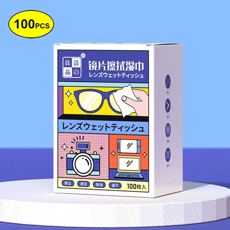 100ชิ้นทิ้งแว่นตาผ้าเลนส์แบบพกพาเช็ดกระดาษทําความสะอาดผ้าเช็ดทําความสะอาดโทรศัพท์มือถือคอมพิวเตอร์กล้องเลนส์หน้าจอ