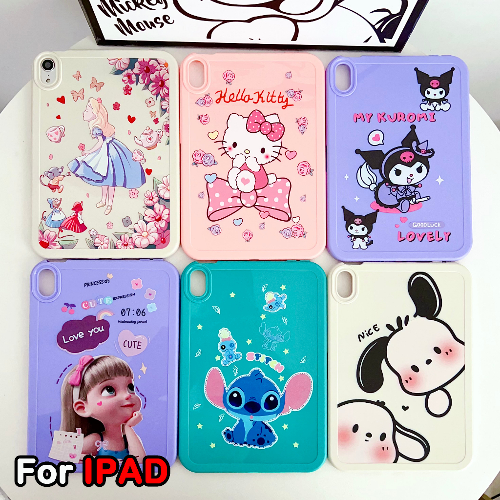 เคสซิลิโคน ลายการ์ตูนอนิเมะน่ารัก กันตกสี่มุม สําหรับ Apple iPad mini4 mini5 mini6 Air2 Air3 Air4 Air5 iPad 5 6 9.7 นิ้ว 8.3 นิ้ว 7.9 นิ้ว 10.5 นิ้ว 10.9 นิ้ว