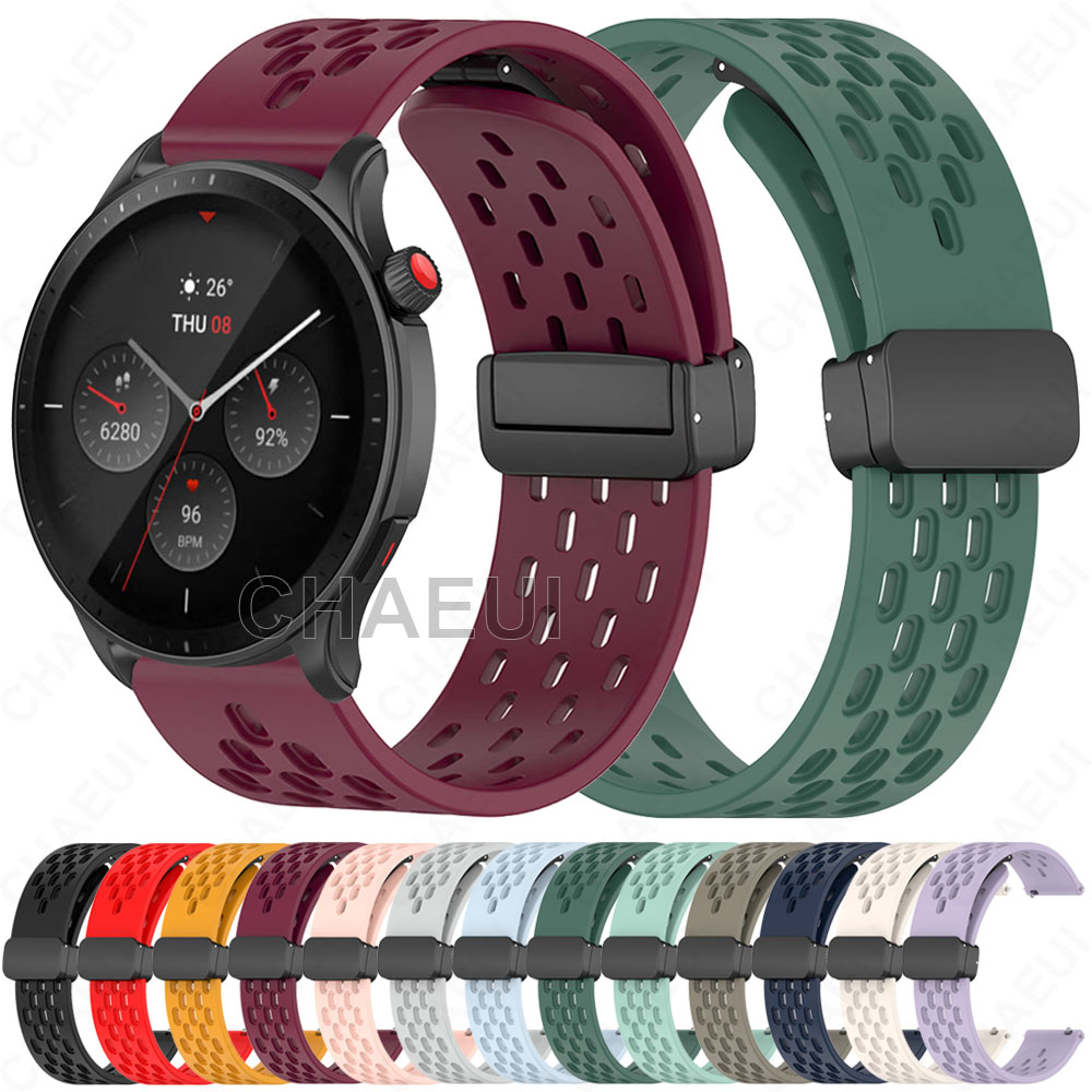 สายรัดซิลิโคนอุปกรณ์เสริมระบายอากาศสําหรับ Huami Amazfit GTR 4 3 Pro GTR2 / Balance / Cheetah Pro / Pace / GTR 47mm