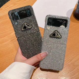 เคสโทรศัพท์มือถือ ฝาพับ กันกระแทก ประดับเพชร หรูหรา สําหรับ Samsung ZFlip5 Z Flip4 Z Flip3 oppo findn2flip findn3flip