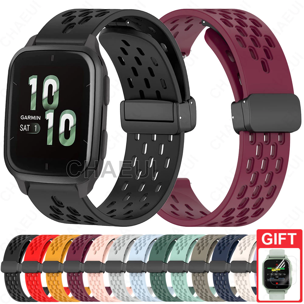 สายนาฬิกาข้อมือซิลิโคน ระบายอากาศ แบบเปลี่ยน สําหรับ Garmin Venu Sq / Sq 2 Music