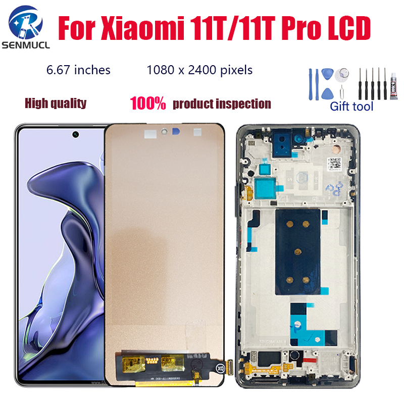 หน้าจอสัมผัส LCD พร้อมกรอบ แบบเปลี่ยน สําหรับ AMOLED TFT Xiaomi Mi 11T 11T Pro