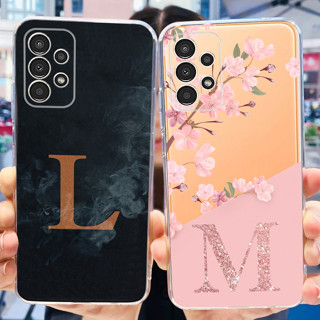 เคสโทรศัพท์มือถือ TPU โปร่งแสง พิมพ์ลายตัวอักษร หรูหรา สําหรับ Samsung Galaxy A13 4G SM-A135F 2023 A13 4G A 13