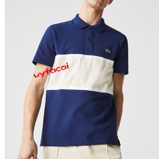 Lacoste เสื้อโปโล แขนสั้น ผ้าฝ้าย สําหรับผู้ชาย