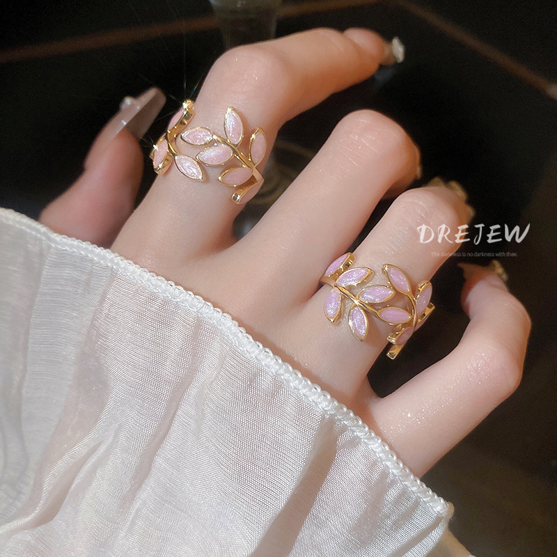 DREJEW แหวนโลหะ รูปใบไม้ ดองแดมุน สไตล์เกาหลีใต้ อเนกประสงค์