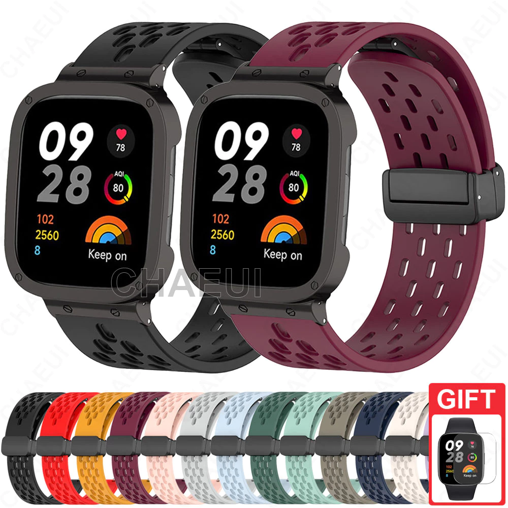 สายรัดซิลิโคนสายรัดระบายอากาศพร้อมสร้อยข้อมือเคสสําหรับ Redmi Watch 6 5 4 3 2 Lite