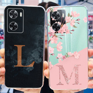 เคสโทรศัพท์มือถือ TPU โปร่งแสง พิมพ์ลายตัวอักษร หรูหรา สําหรับ OPPO A57 4G 2022 2023 A57 4G CPH2387