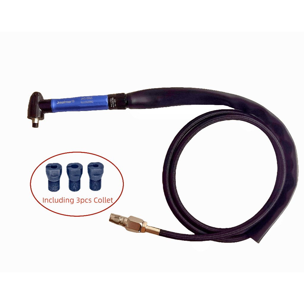 Jrealmer ใหม่ ข้อศอก 90° เครื่องเจียรดินสอ นิวเมติก ความเร็วสูง 3 มม. 2.35 มม. 1/8 นิ้ว (3.175 มม.) พร้อมเกียร์เหล็กทั้งชิ้น