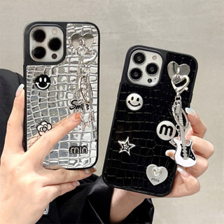 เคสโทรศัพท์มือถือ ลายหนังจระเข้ หน้ายิ้ม สําหรับ iPhone 15ProMax 14ProMax 13 12 ProMax iPhone11