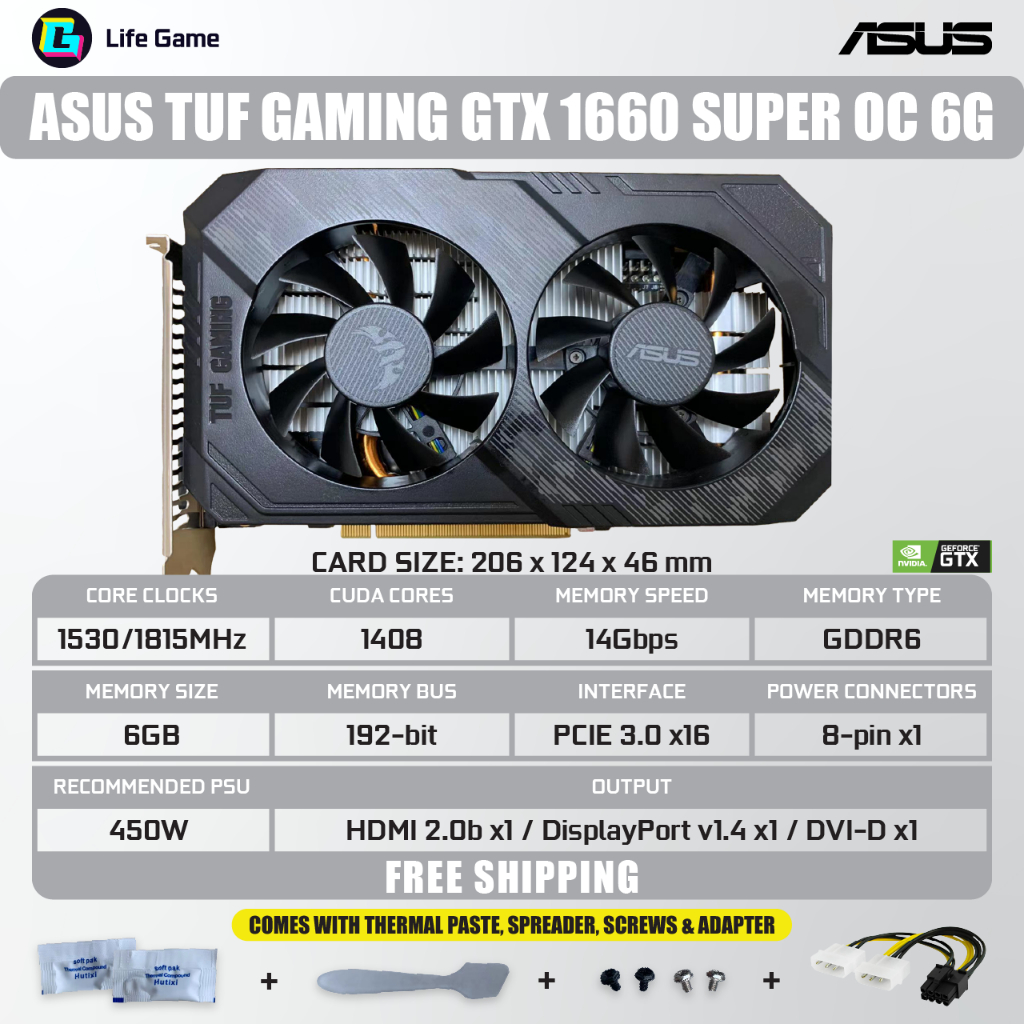 ใช ้ ASUS GTX 1660 super 1660s 1660Ti กราฟิกการ ์ ด grafik การ ์ ด GPU GTX1660super TI nvidia