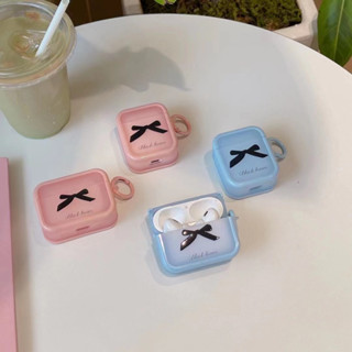 เคสหูฟัง กันลื่น กันน้ํา ประดับโบว์น่ารัก สําหรับ AirPods 1 2 Pro Pro 2 3