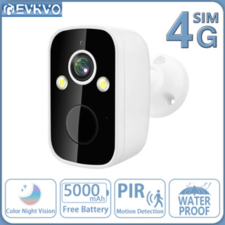 Evkvo กล้องวงจรปิด CCTV ไร้สาย 5MP พลังงานต่ํา ซิมการ์ด 4G IP PIR ตรวจจับการเคลื่อนไหว มองเห็นกลางคืน เต็มสี กันน้ํา มุมกว้าง สําหรับบ้าน