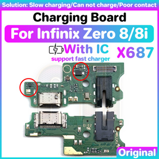 บอร์ดพอร์ตชาร์จ USB สําหรับ Infinix zero 8 8i 8 i X687 พร้อม IC USB พอร์ตริบบิ้น flex สายเคเบิลโทรศัพท์ หางปลั๊ก สายเคเบิลข้อมูล อินเตอร์เฟซสัญญาณ