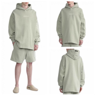 Fog Fear Of God Essentials เสื้อกันหนาวมีฮู้ด พิมพ์ลายโมโนแกรม สองเส้น พลัสไซซ์ สําหรับผู้ชาย และผู้หญิง