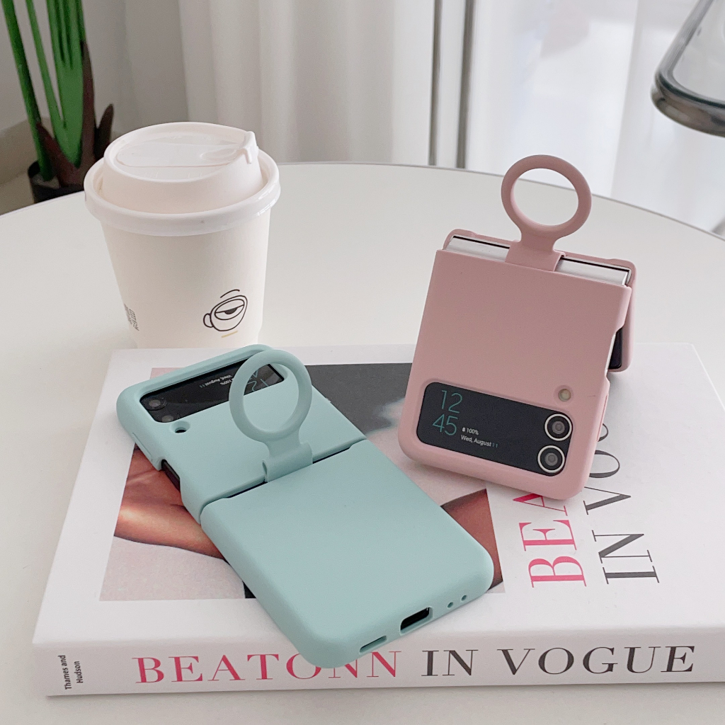 เคสโทรศัพท์มือถือ ซิลิโคนนิ่ม กันกระแทก พร้อมแหวนขาตั้ง สําหรับ Samsung Galaxy Z Flip 3 Flip 4 Z Flip3 Flip4