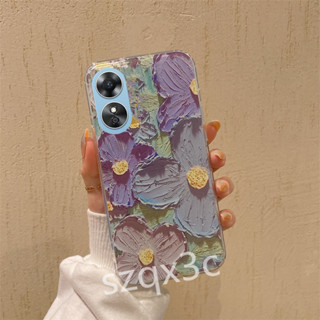 [พร้อมส่ง] ใหม่ เคสโทรศัพท์มือถือแบบนิ่ม กันกระแทก ลายดอกไม้ สีม่วง แฟชั่น สําหรับ OPPO A38 PPOA38 4G 2023 A38