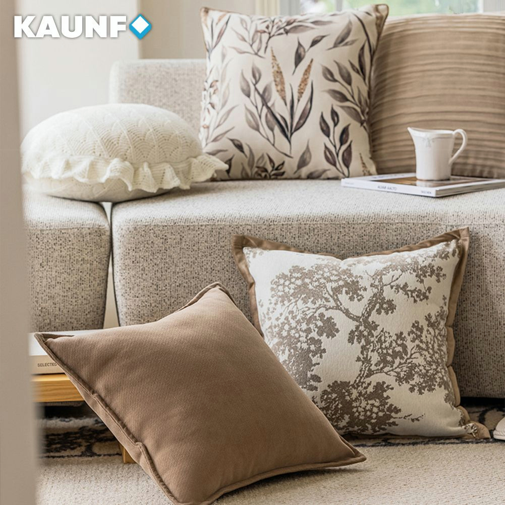 Kaunfo ใหม่ หมอนโซฟา พนักพิงหลัง เรียบง่าย สไตล์ฝรั่งเศสย้อนยุค สีน้ําตาลกากี หรูหรา เรียบง่าย สําหรับตกแต่งห้องนั่งเล่น ห้องนอน ศึกษา