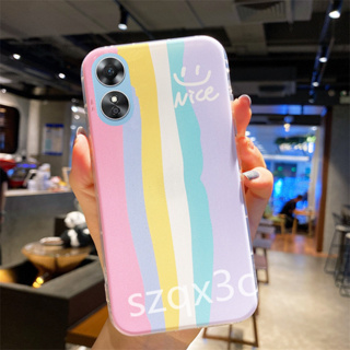 พร้อมส่ง เคสโทรศัพท์มือถือ ซิลิโคนนิ่ม TPU ลายหน้ายิ้ม สีรุ้ง สําหรับ OPPOA38 4G OPPO A58 A98 5G OPPOA38