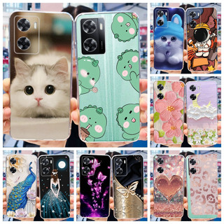 เคสโทรศัพท์ซิลิโคน TPU แบบนิ่ม ลายแมว และดอกไม้น่ารัก สําหรับ OPPO A57 4G 2022 A57e A57s A77 A77s OppoA57 4G CPH2387