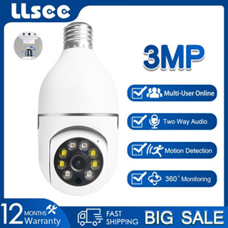 LLSEE กล้องไร้สายไฟ LED CCTV รักษาความปลอดภัยในบ้านพาโนรามาไร้สาย360ฟิชอาย E27หลอดไฟกล้อง IP 3MP เสียงแบบสองทิศทางกล้องตรวจสอบความปลอดภัย Mini HD