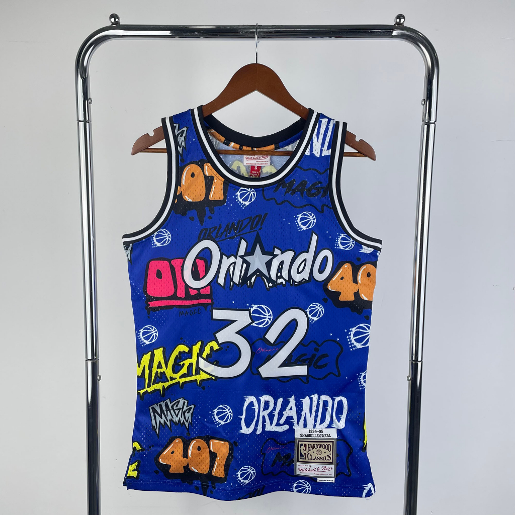 Hot Press Authentic Jersey Mens Orlando Magic Shaquille ONeal 1994-95 Mitchell Ness Blue ไม้เนื้อแข็