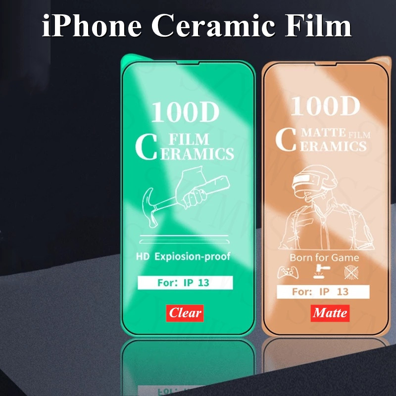 ฟิล์มกันรอยหน้าจอเซรามิค แบบนิ่ม สําหรับ iPhone 11 12 13 14 15 Pro Max Plus 12 13 Mini X XR XS Max 7 8 Plus