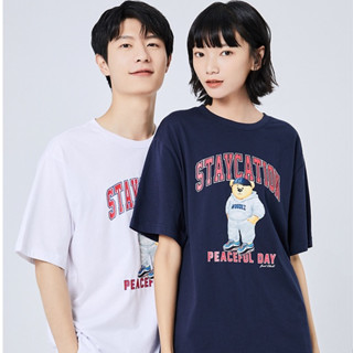 เสื้อยืดคอกลม แขนสั้น พิมพ์ลาย Spao แฟชั่นสตรีท สไตล์เกาหลี เหมาะกับฤดูใบไม้ผลิ สําหรับผู้ชาย และผู้หญิง