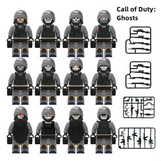 Call of Duty: ของเล่นตัวต่อฟิกเกอร์ Ghosts Gaming Military Series ขนาดเล็ก สําหรับเด็ก 12 ชิ้น ต่อชุด