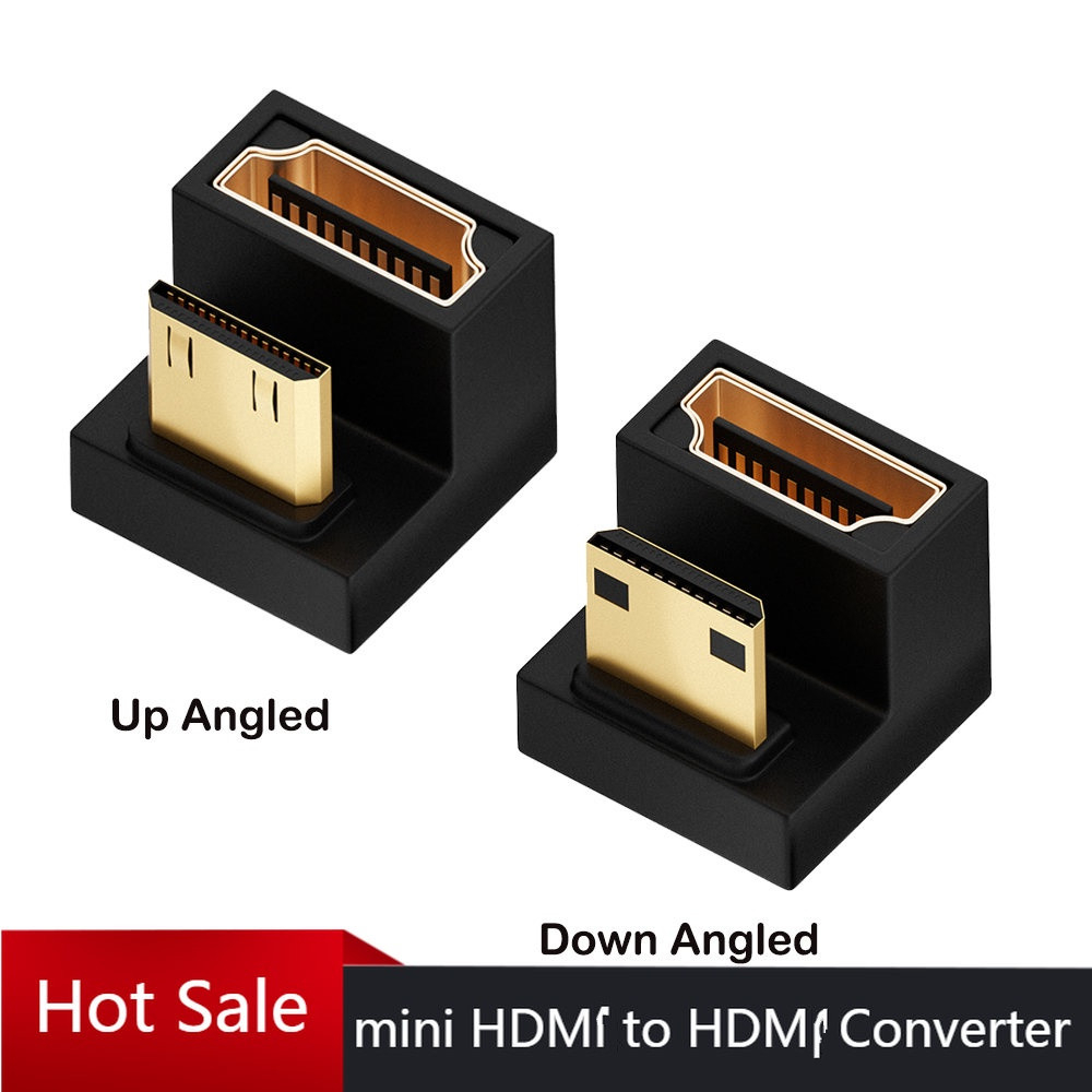 อะแดปเตอร์แปลง รูปตัว U 360 องศา Mini HDM ตัวผู้ เป็น HDMI 2.1V ตัวเมีย 4K 8K 60Hz